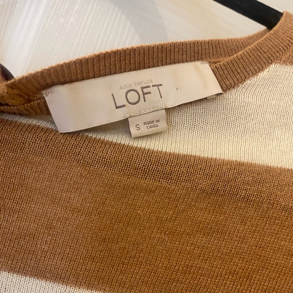 LOFT Brown and Cream Striped Sweater - Picture 3 of 4